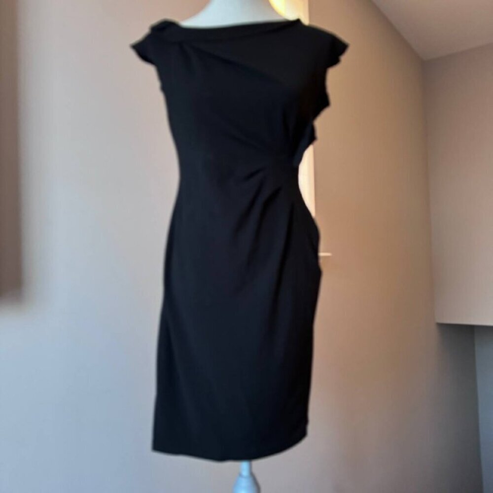 SUZI CHIN Stretchy Little Black Dress with a Twist - Size 6